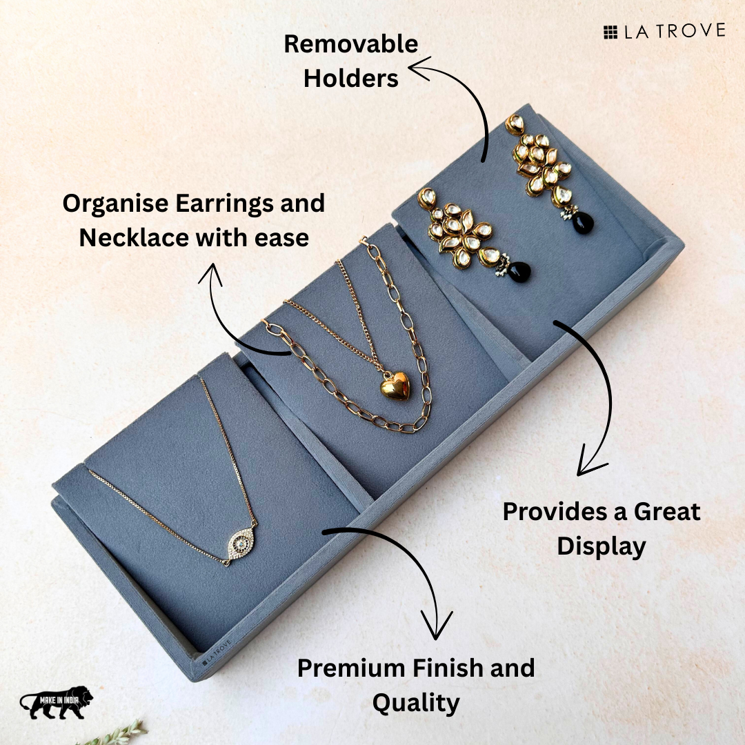 3 Grid Necklace Organiser Tray (Sleek)