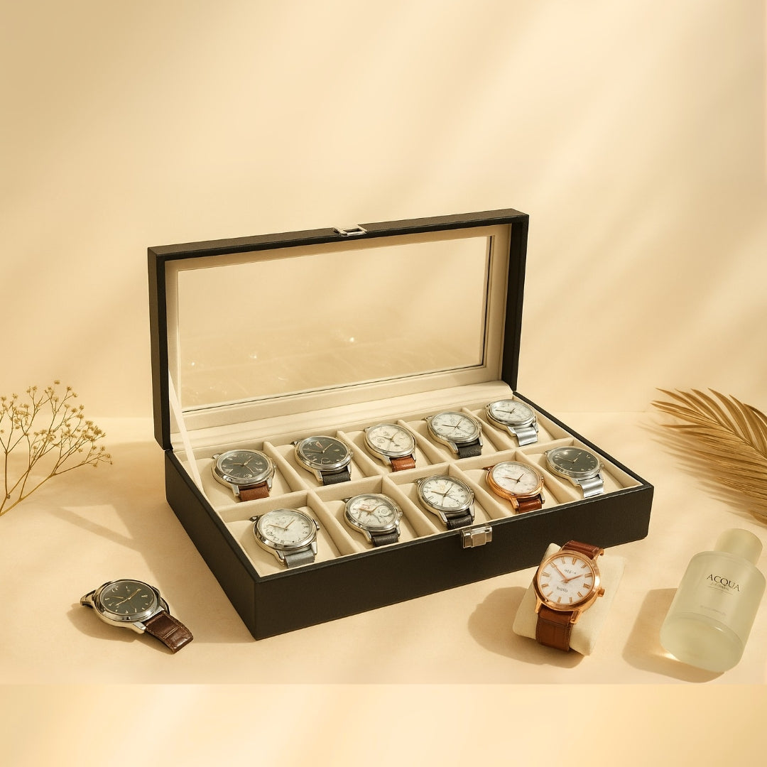 TBT 10 Slot Watch Box With Glass Top