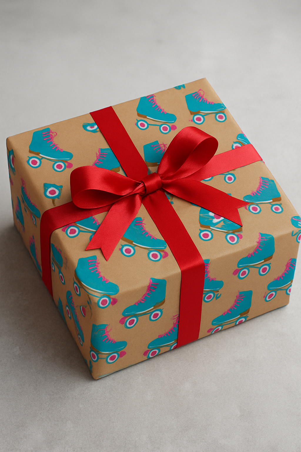 Skates kids dual packing paper – colorful double-sided gift wrap sheet.