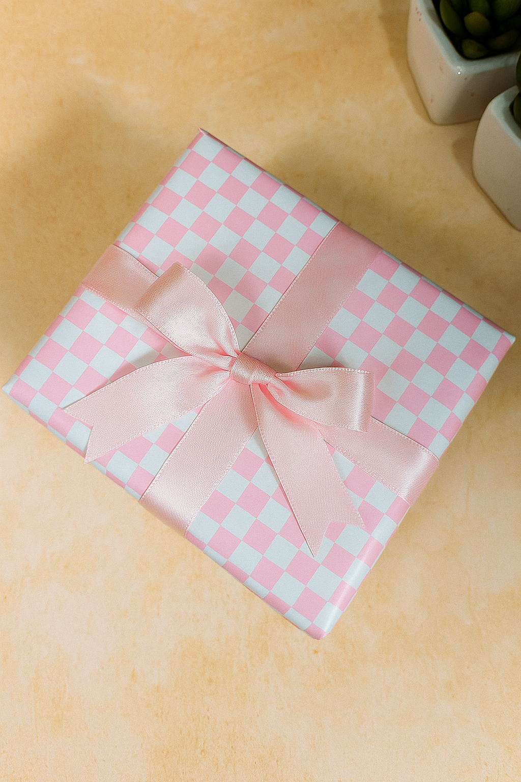 Pink Check Dual Packing Paper