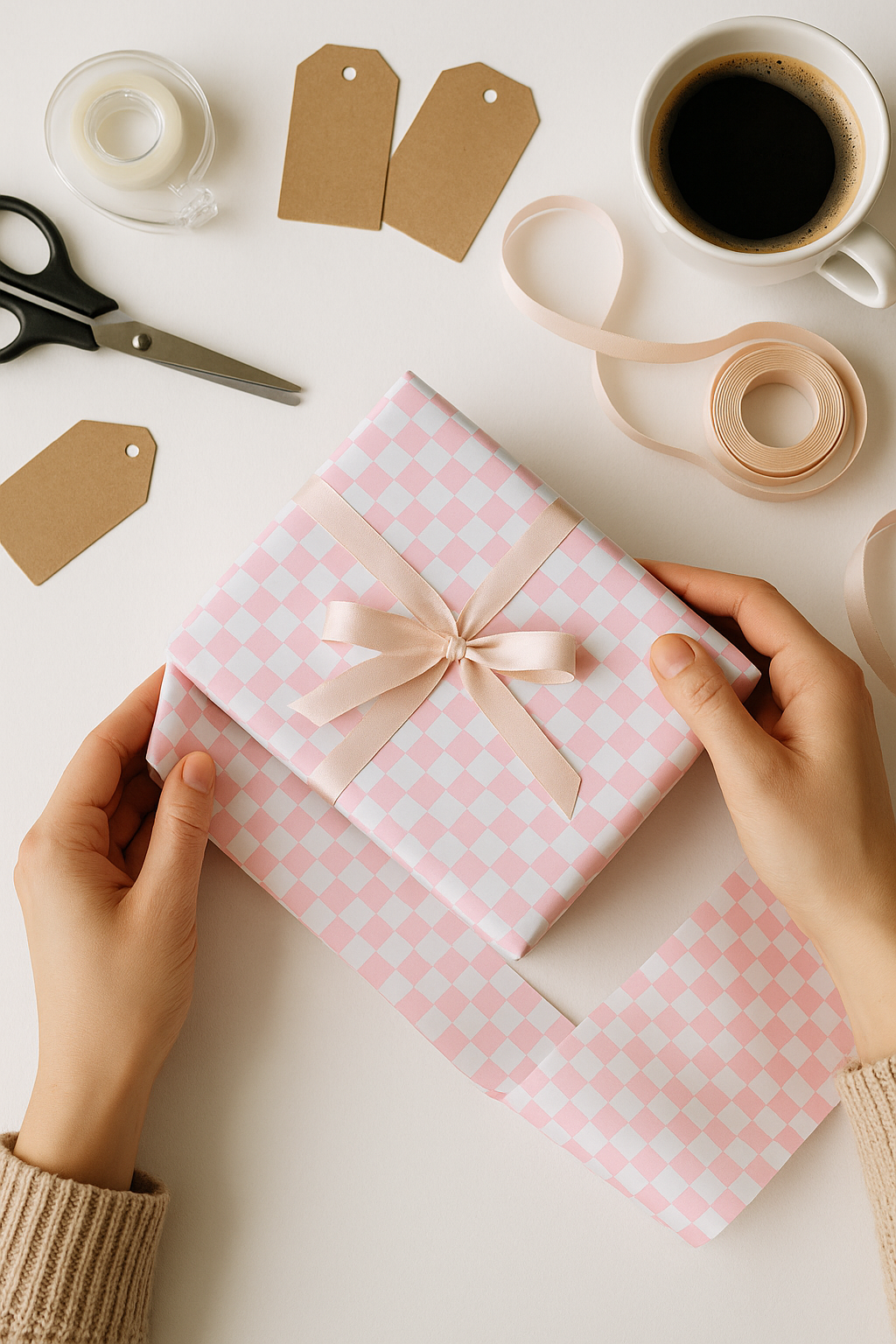 Pink Check Dual Packing Paper