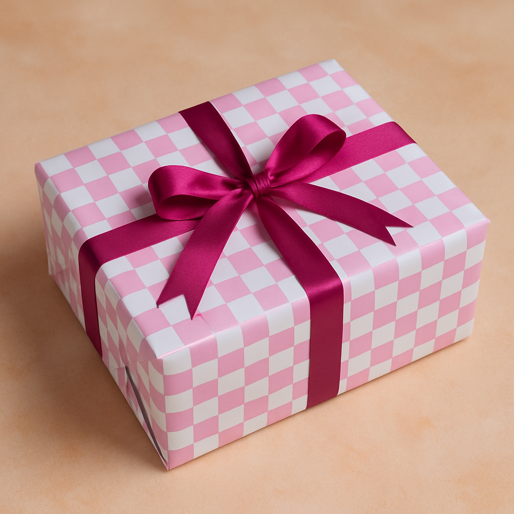 Pink Check Dual Packing Paper