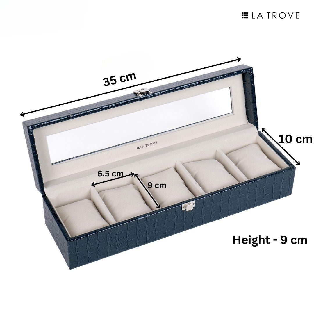 5 Slot Watch Box (With Glass Top)