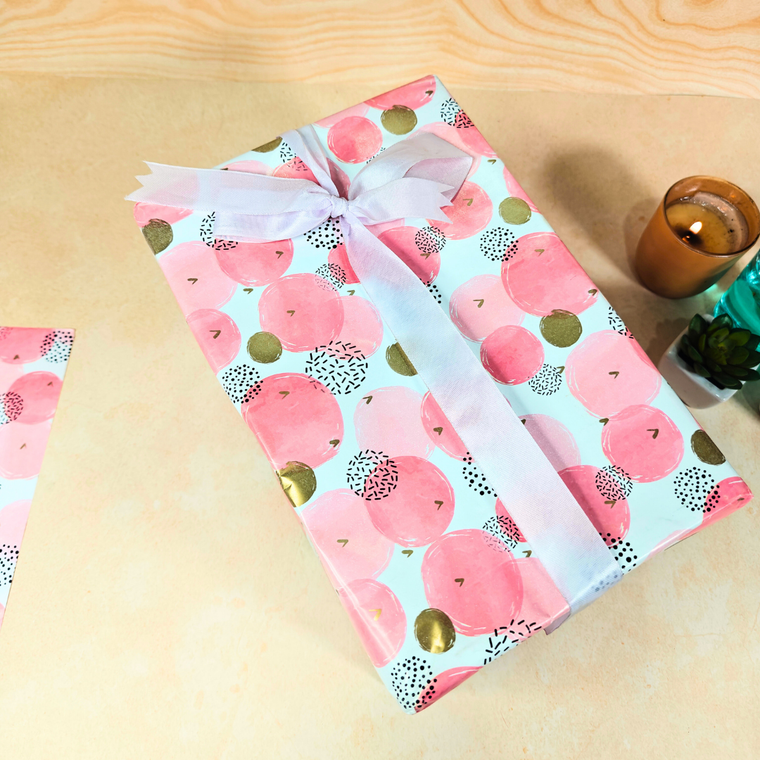 Pink Bubbles Packing Paper