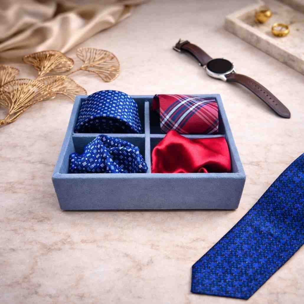 4 Slot Tie & Pocket Square Tray