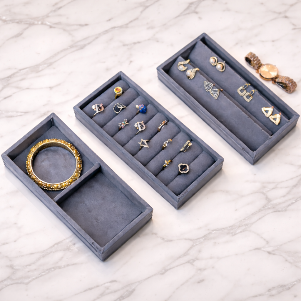 Mini Jewellery Tray Set – Ring, Earring & 2 Grid Organiser