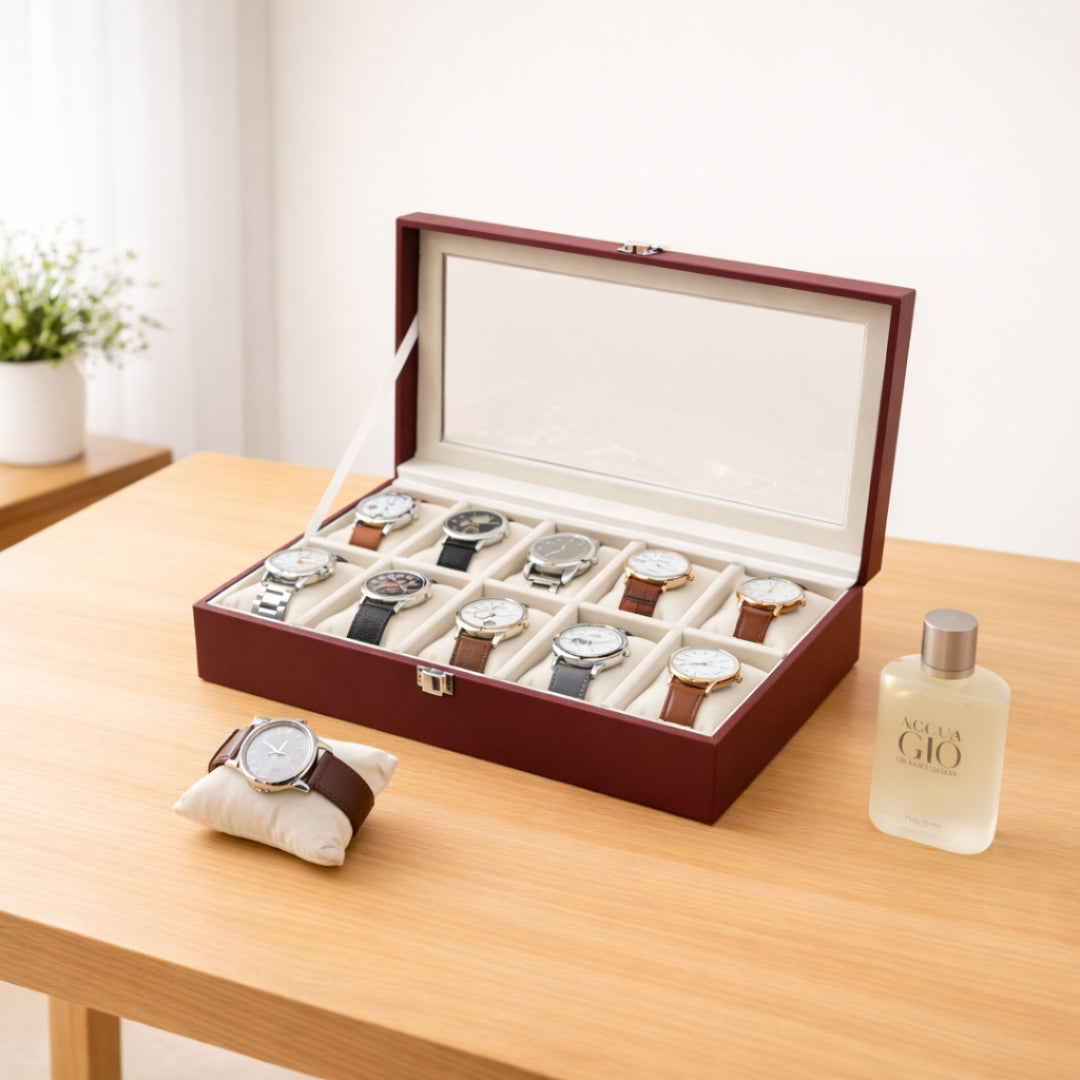 TBT 10 Slot Watch Box With Glass Top