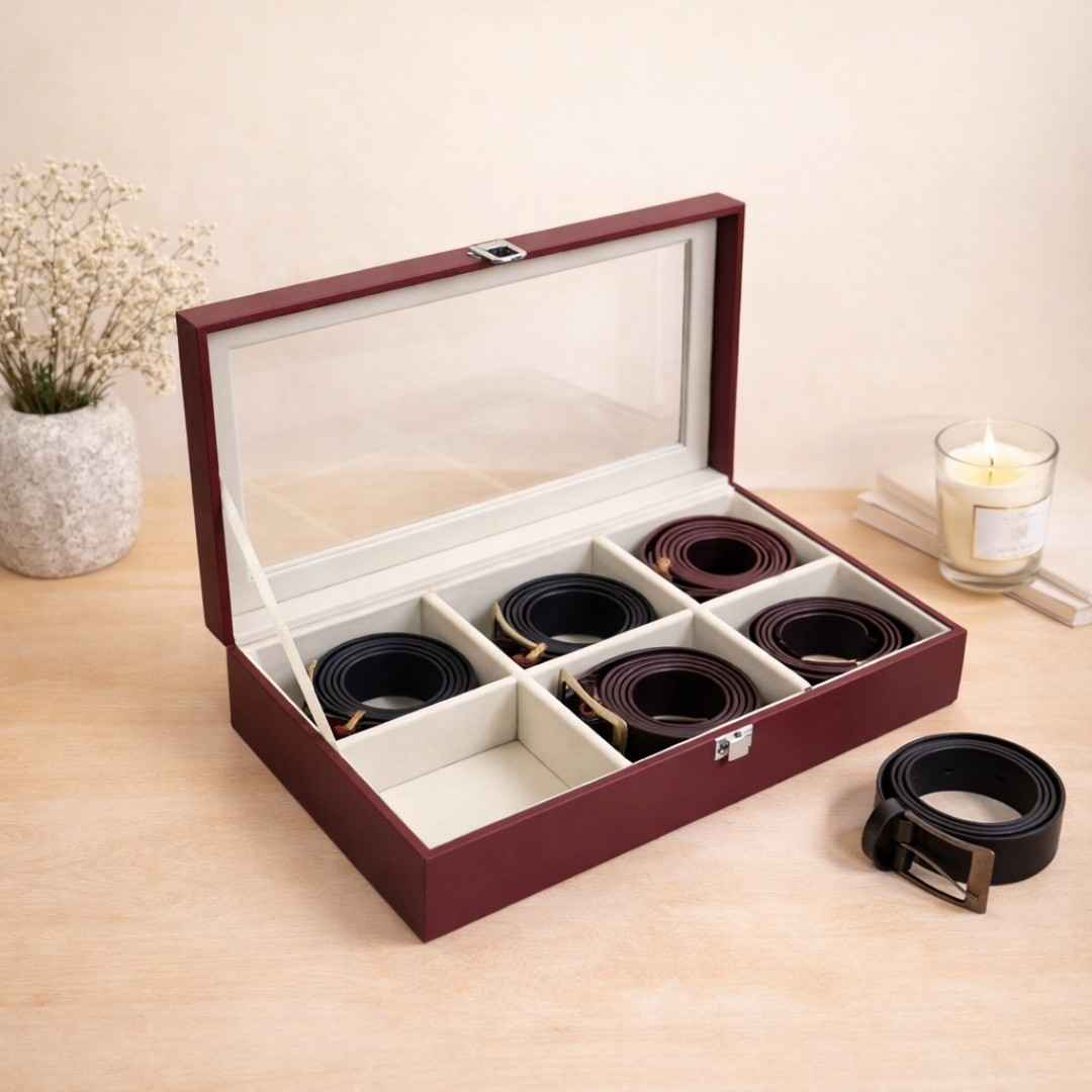 TBT Belt Organiser Box With Glass Top