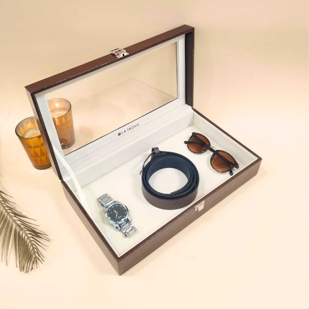 Plain Jewellery & Accessory Organiser Box with Glass Lid