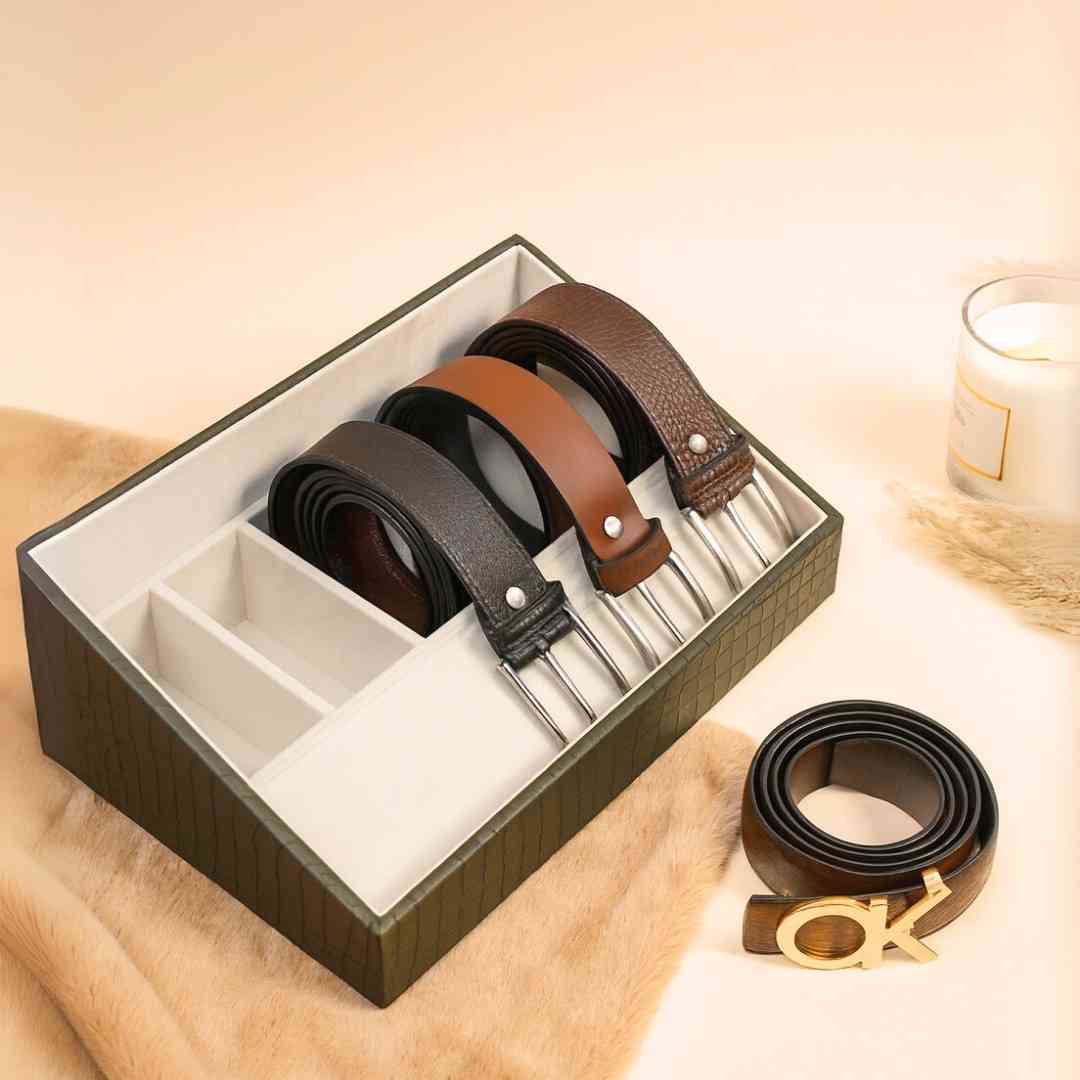 5 Slot Luxury Vegan Leather Belt Tray