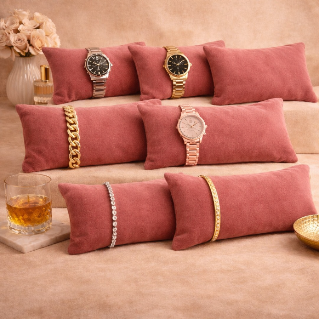 La Trove Luxury Long Velvet Pillow Inserts for Bracelets & Jewellery Organizer Pillows