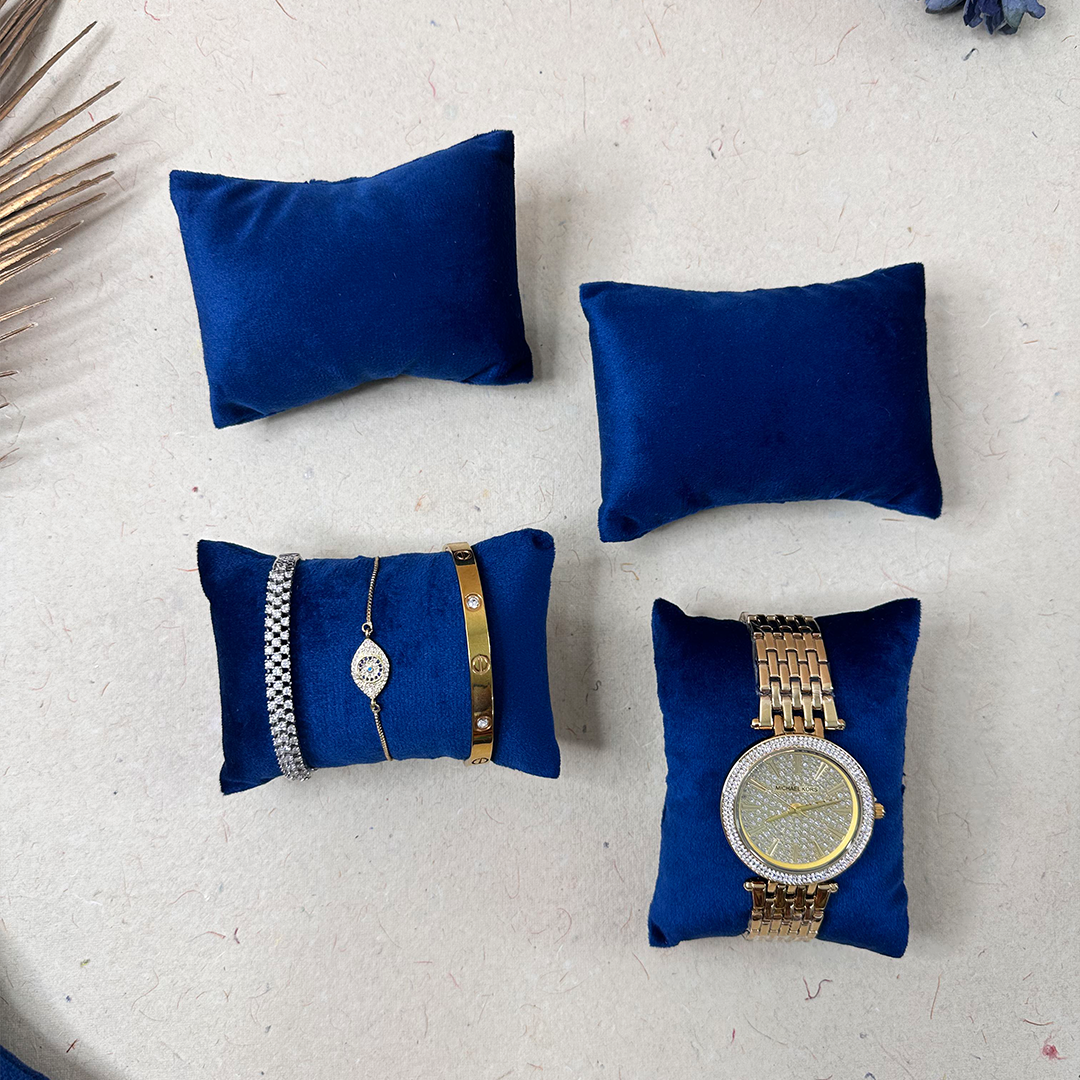 Velvet Display Pillow for Watch & Bracelet – Blue Color | La Trove.