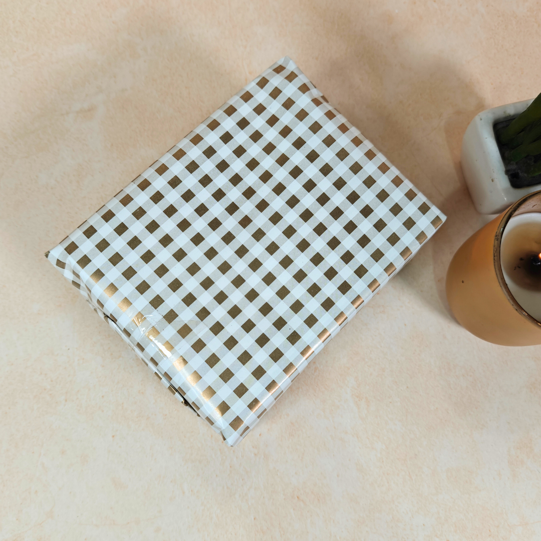 Golden Checks Packing Paper