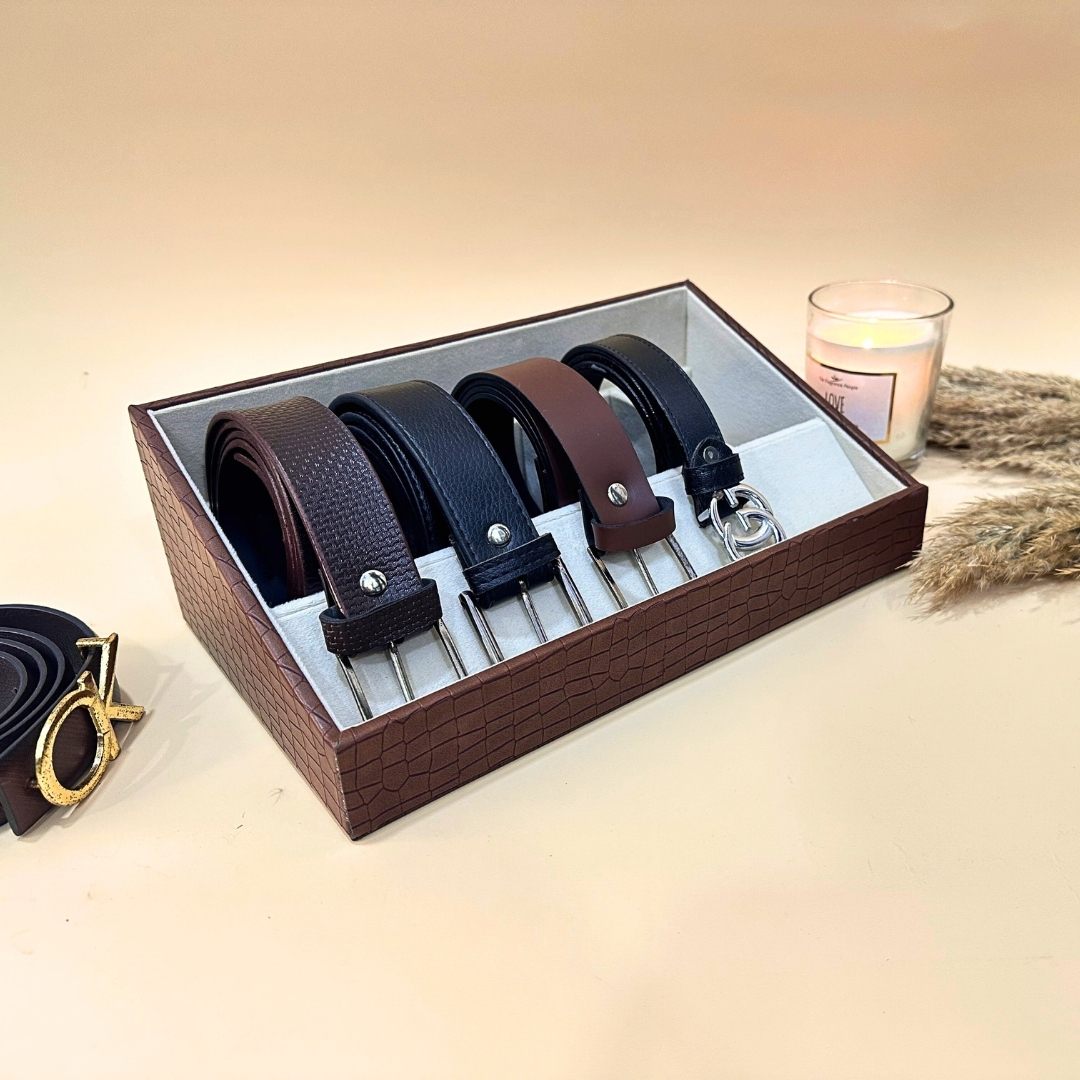 5 Slot Luxury Vegan Leather Belt Tray