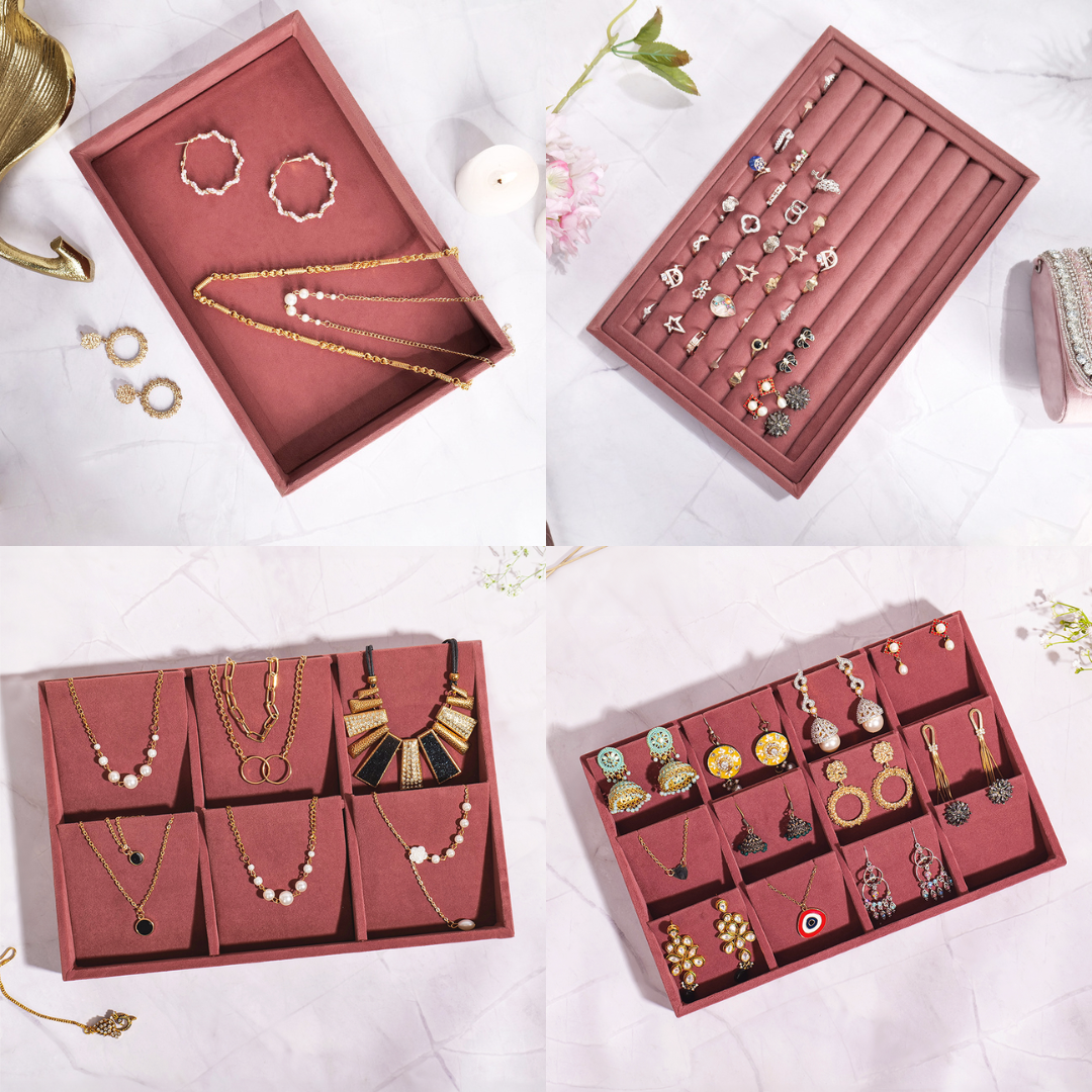 Luxury Velvet Jewellery Tray Set – 4-in-1 Modular Stackable Organiser