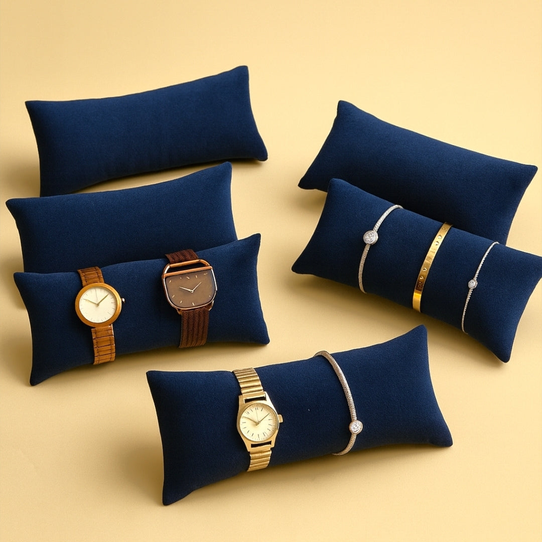Pack of 3 Long Velvet Pillow Set – Watch, Bangle & Bracelet Trays