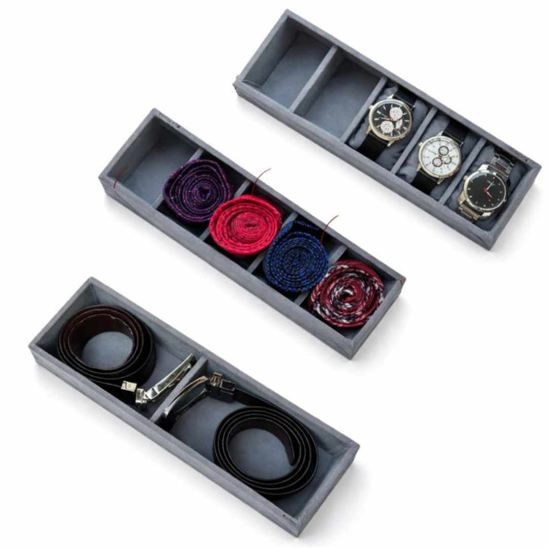 2 Belt, 5 Watch & 5 Tie Storage Organizer Tray