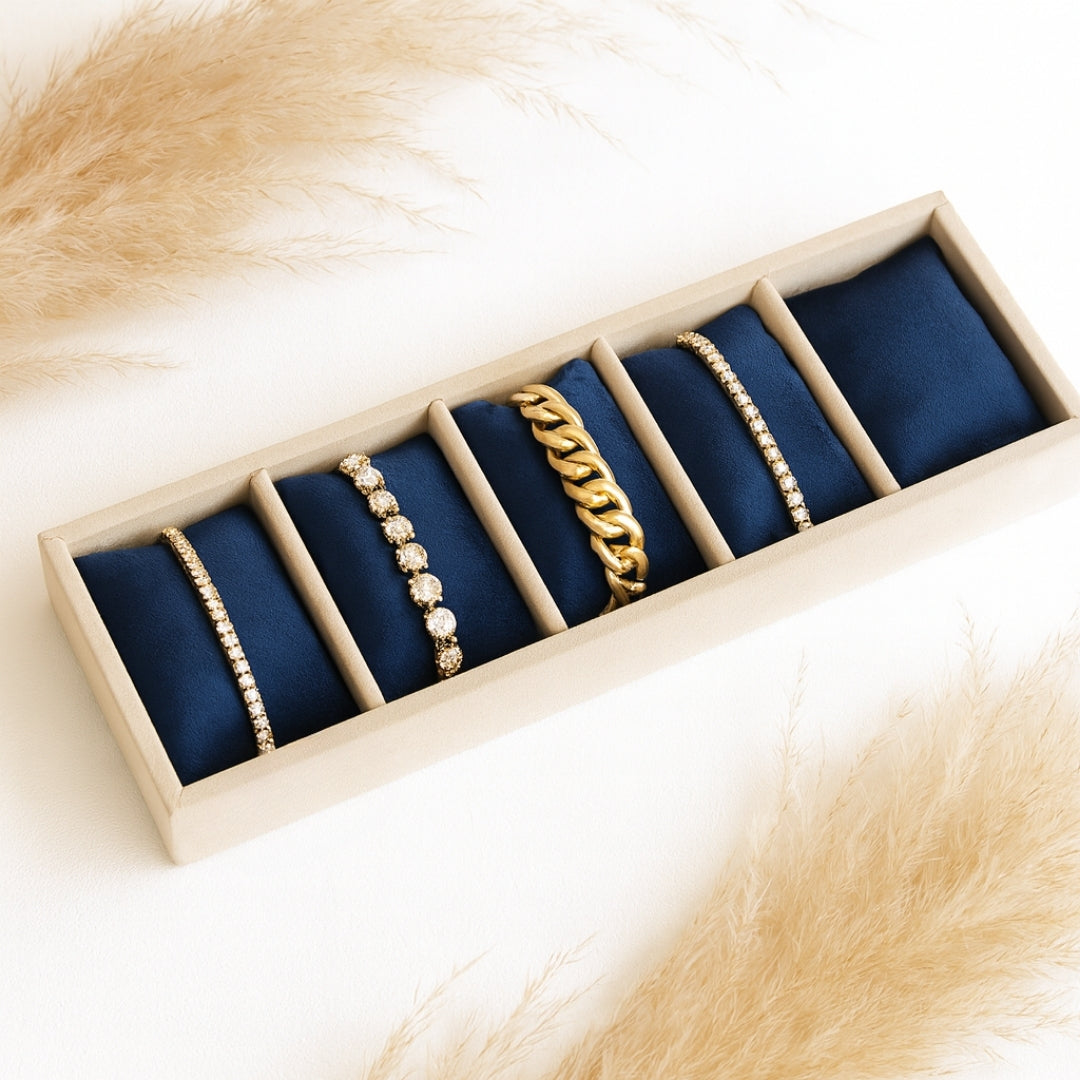 5 Slot Multi-Colour Bracelet Tray Organiser – Vibrant Velvet Jewellery Storage.