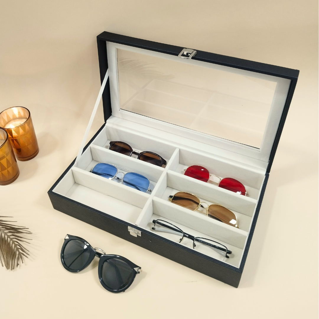 TBT 6-Slot Sunglass Organiser Box with Glass Top