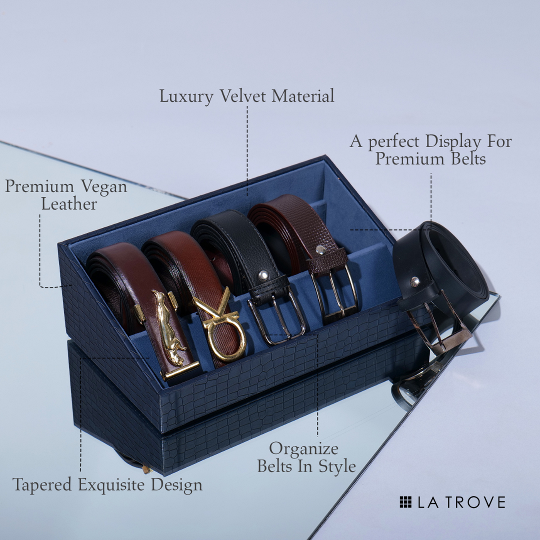 5 Slot Luxury Vegan Leather Belt Tray