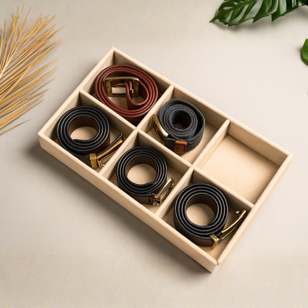 Modular Belt Tray with 6 Slots – Elegant Accessory Organiser.