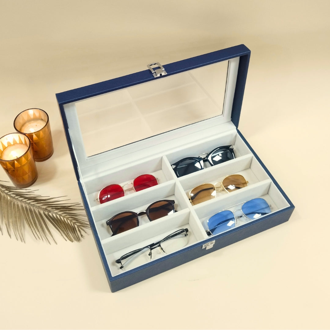 TBT 6-Slot Sunglass Organiser Box with Glass Top