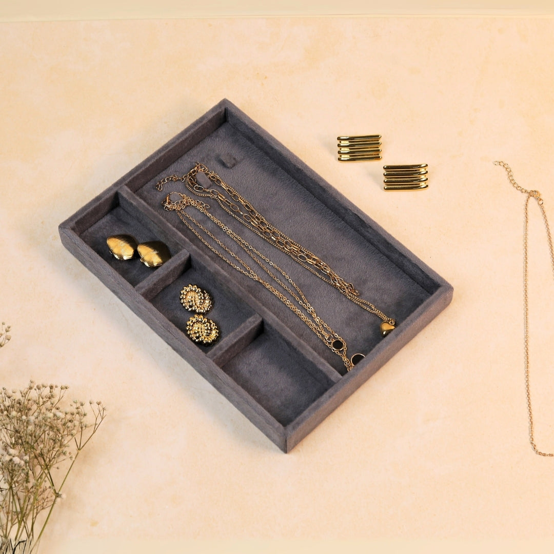 Grey 3 Grid Chain Organiser Tray – Elegant Jewellery Storage by TBT.