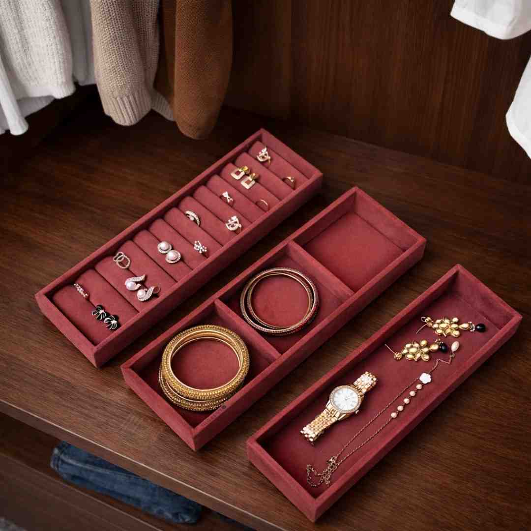 Jewellery Tray Combo Ring, 3 Grid & Plain Organizer