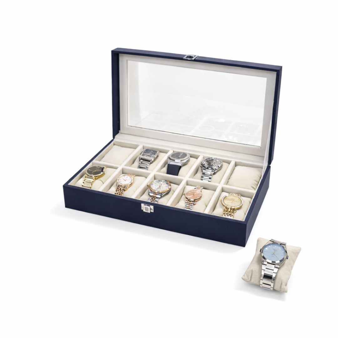 TBT 10 Slot Watch Box With Glass Top