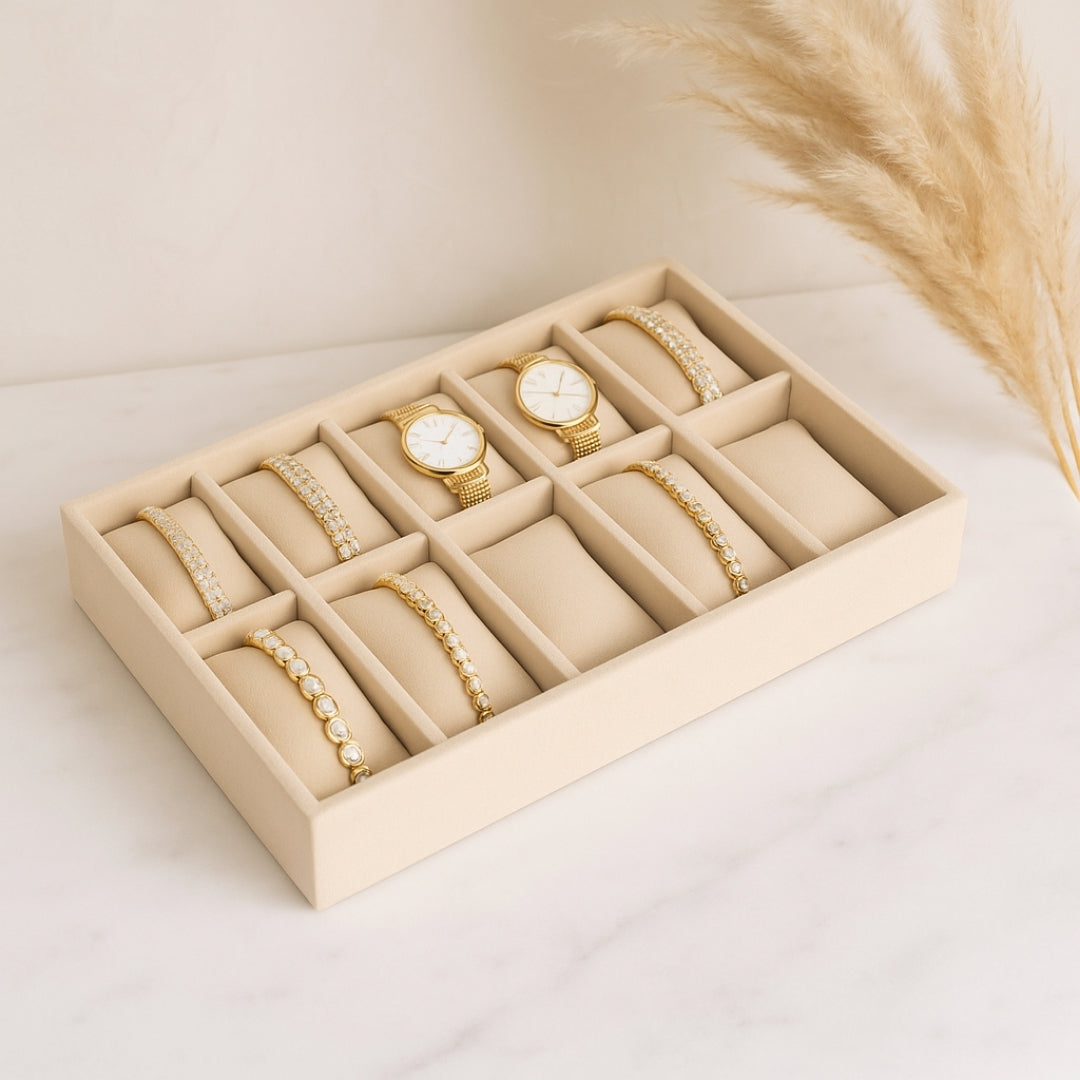 10-slot velvet bracelet tray organizer.