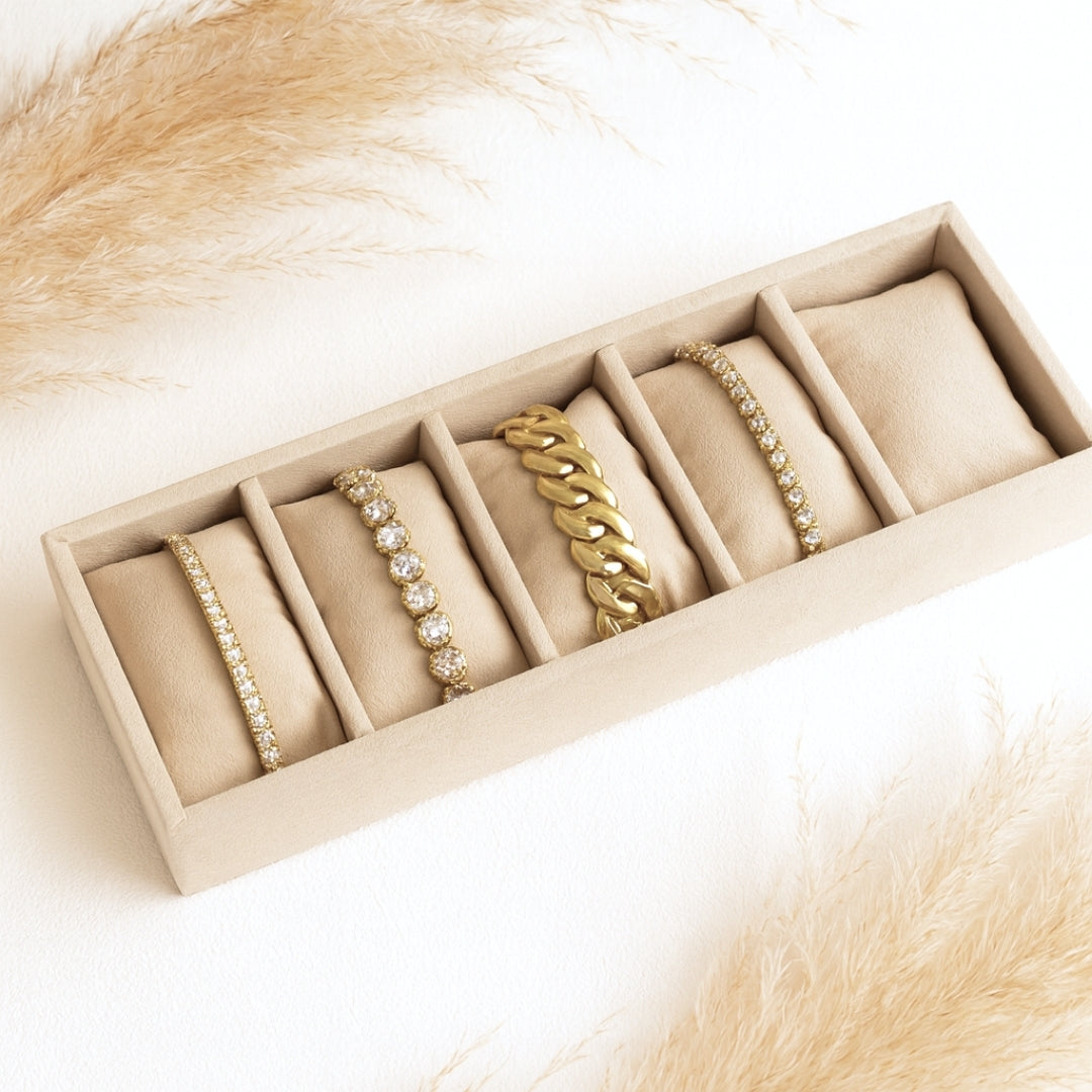 5 Slot Bracelet Tray Organiser – Premium Velvet Jewellery Storage by La Trove.