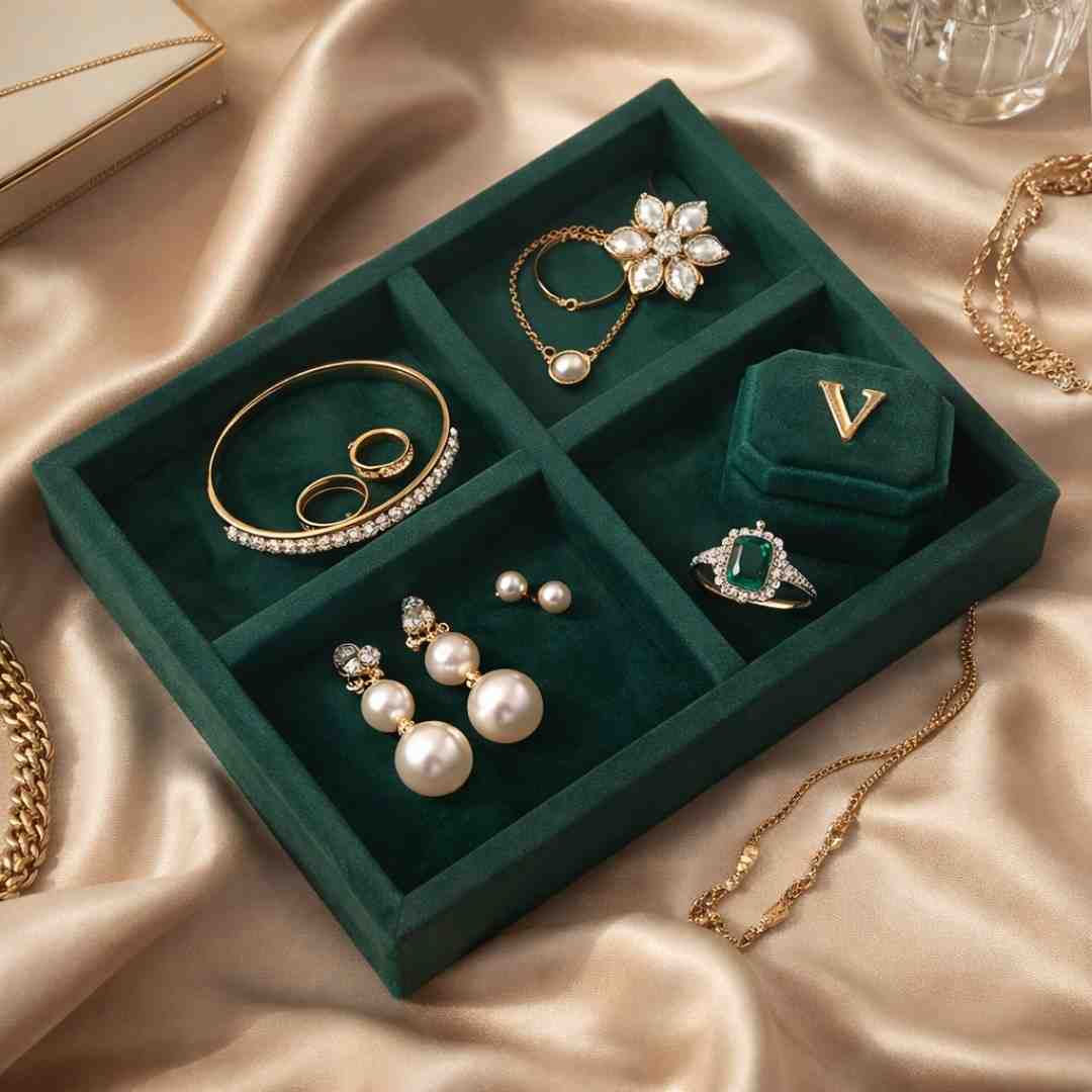 Luxury Small 4 Grids Jewellery Tray