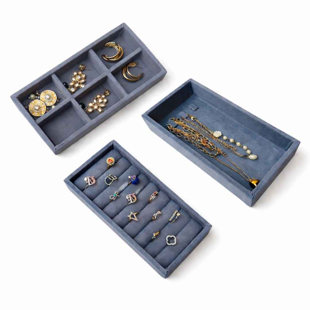 Ring, 6 Grid & Chain Jewellery Tray Organizer