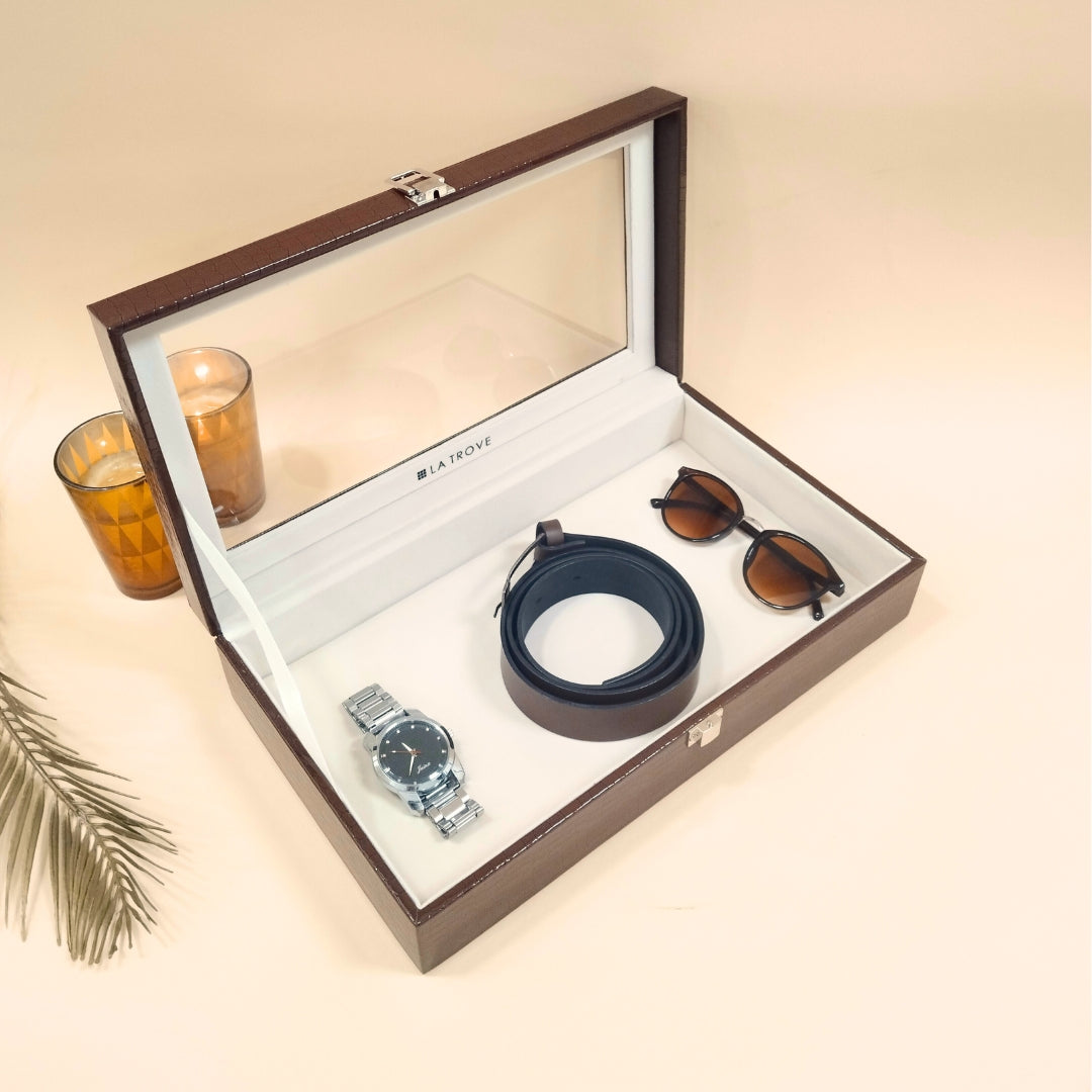 Plain Jewellery & Accessory Organiser Box with Glass Lid