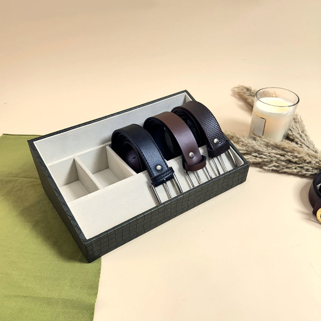 5 Slot Luxury Vegan Leather Belt Tray