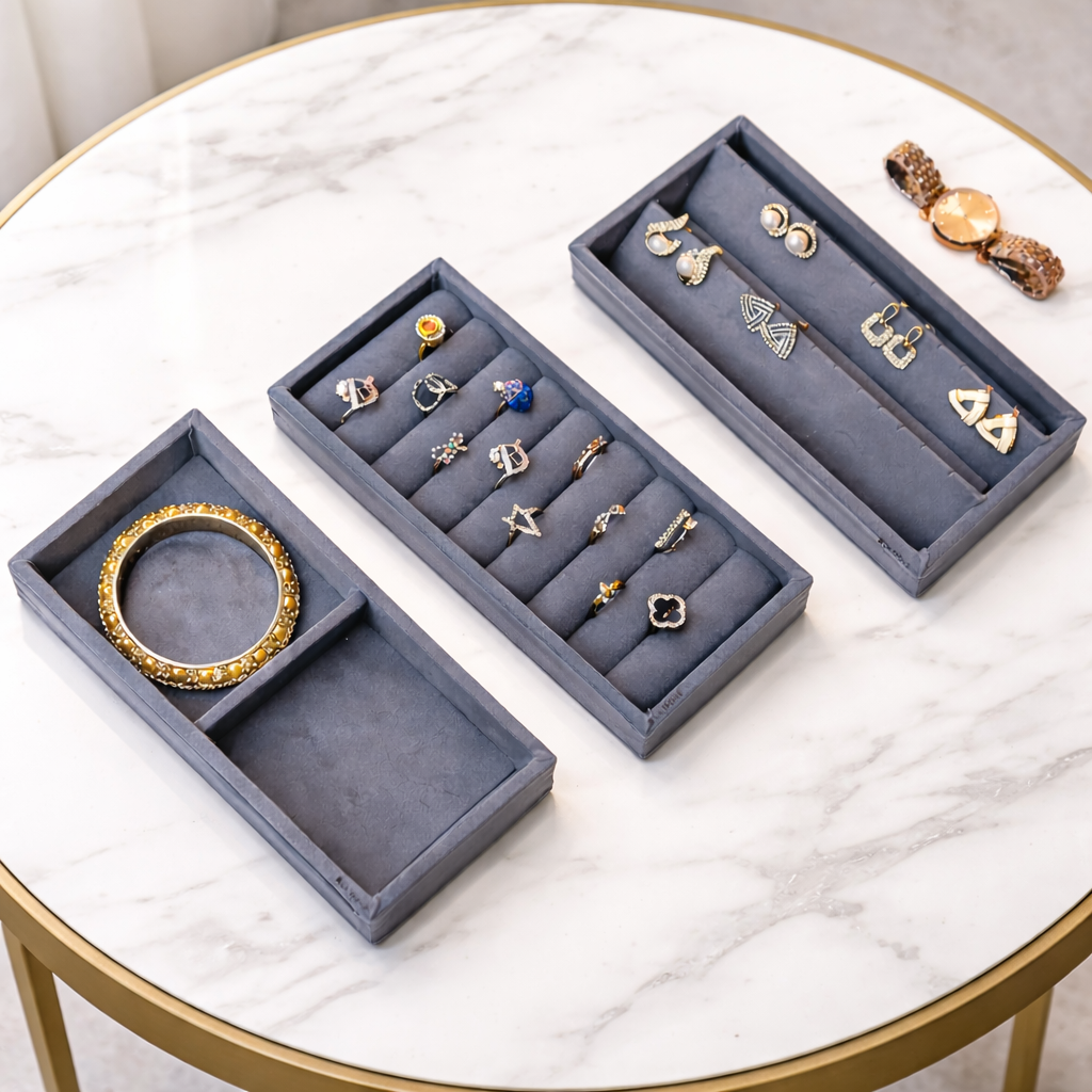 Mini Jewellery Tray Set – Ring, Earring & 2 Grid Organiser