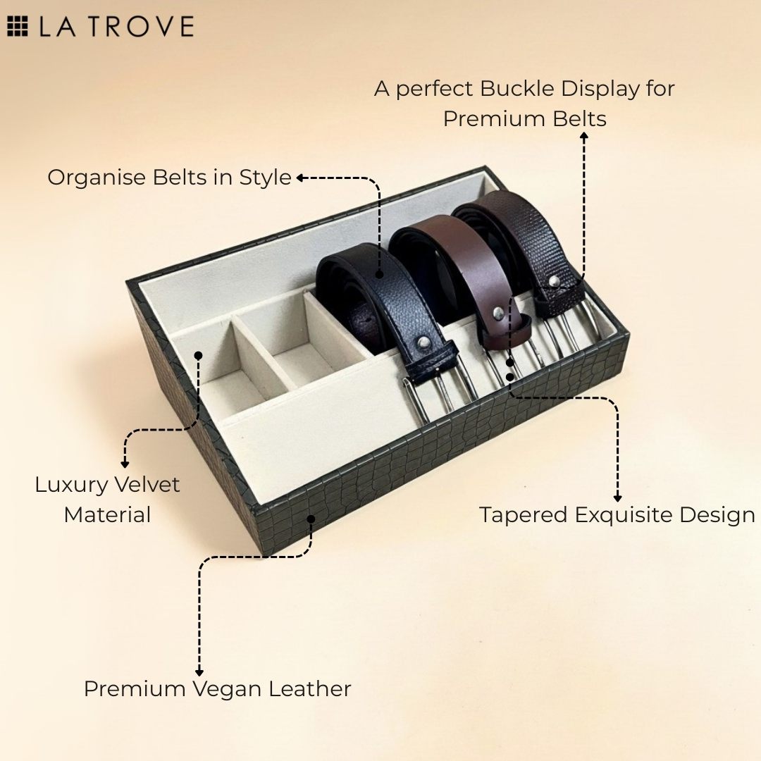 5 Slot Luxury Vegan Leather Belt Tray