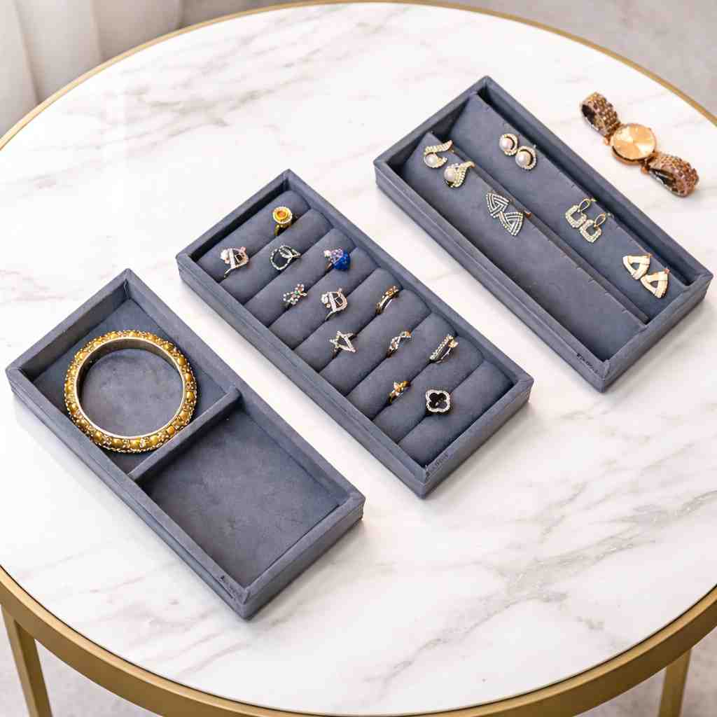 Mini Jewellery Tray Set – Ring, Earring & 2 Grid Organizer