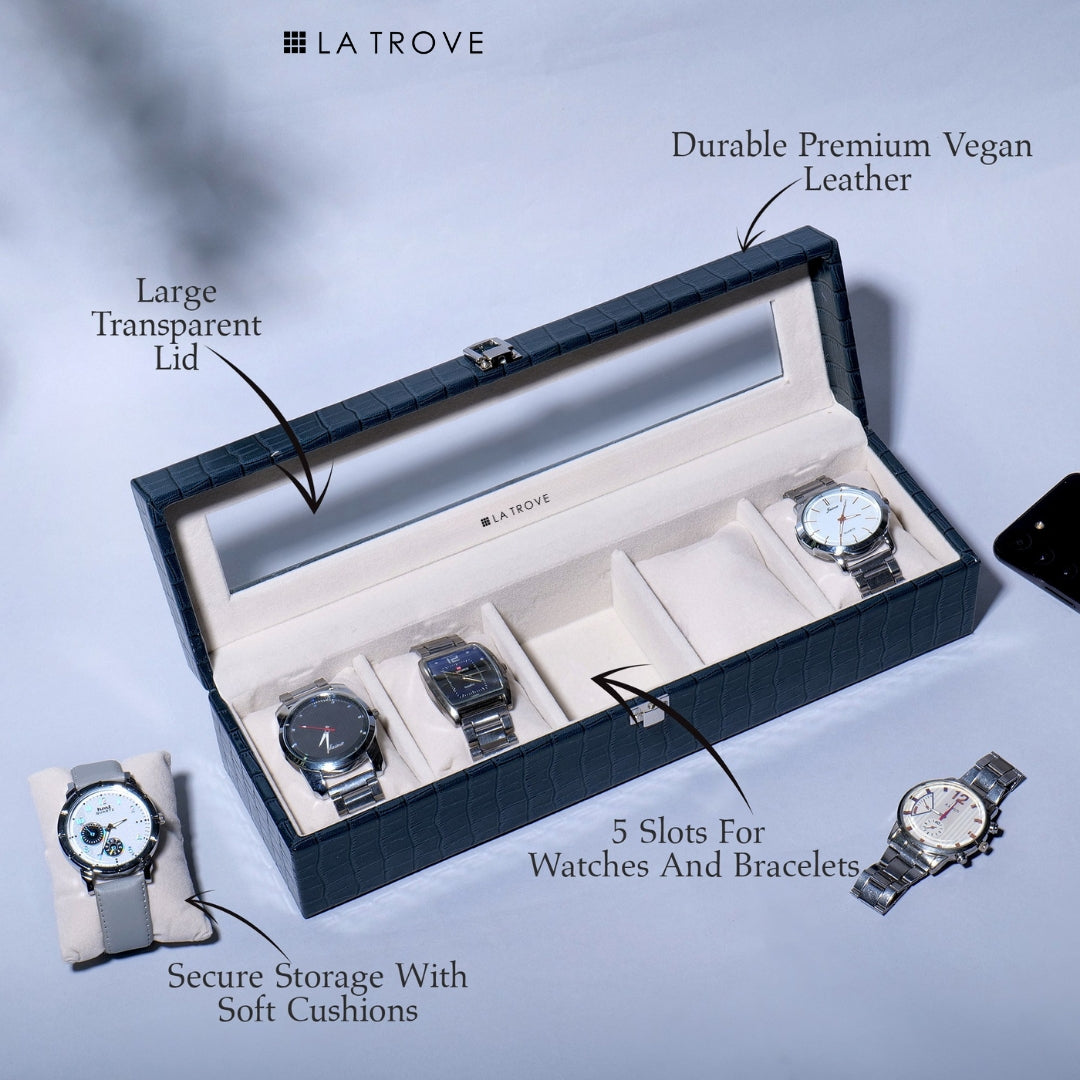 5 Slot Watch Box (With Glass Top)