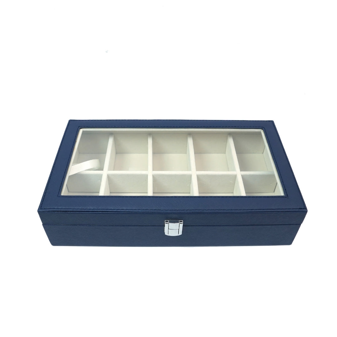 TBT 10 Slot Tie & Pocket Square Box With Open