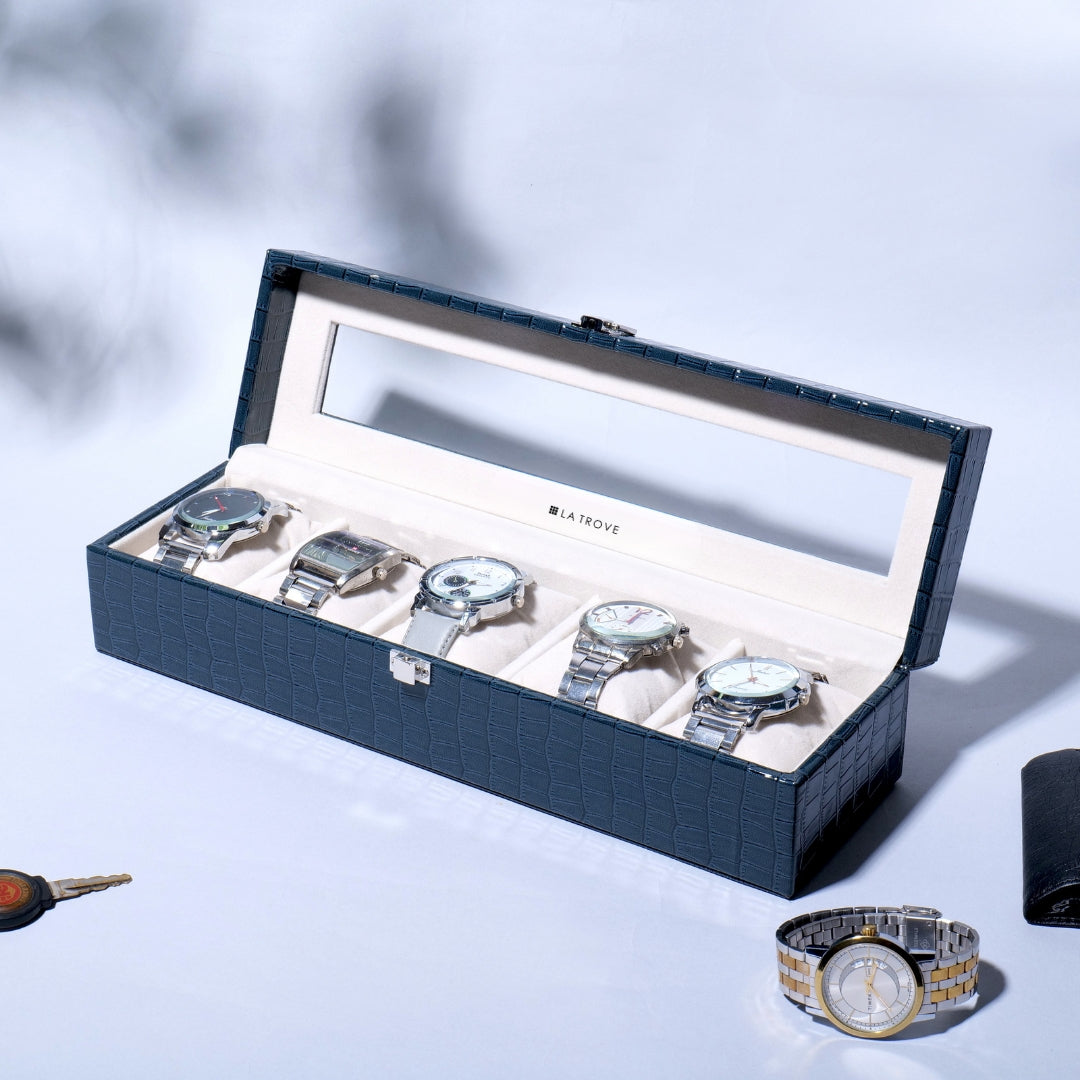 5 Slot Watch Box (With Glass Top)