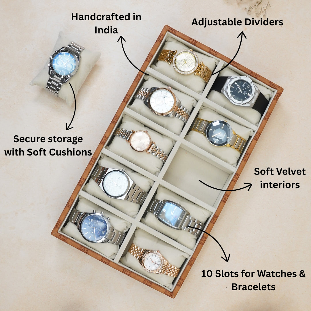 Designer 10-Slot Watch Tray