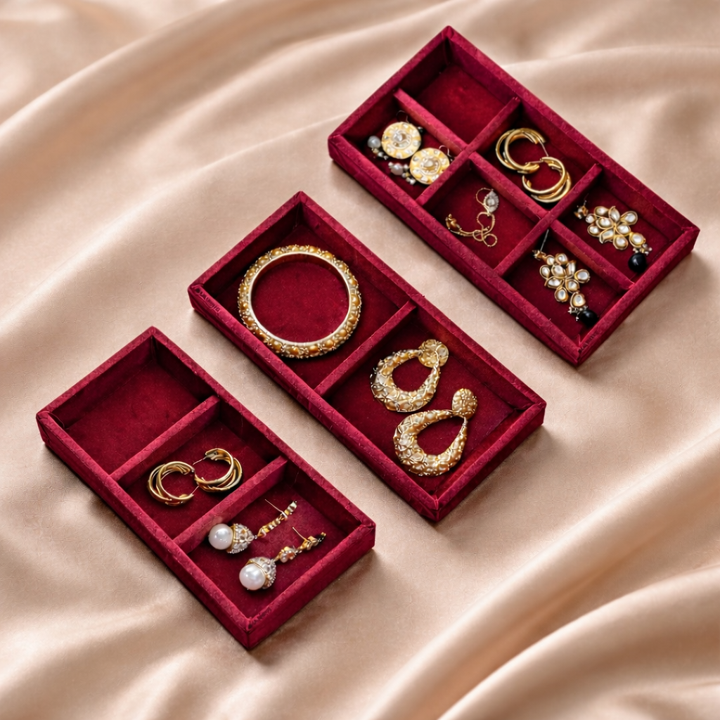 3 Grid, 2 Grid & 6 Grid Mini Jewellery Organiser – Compact Storage Combo