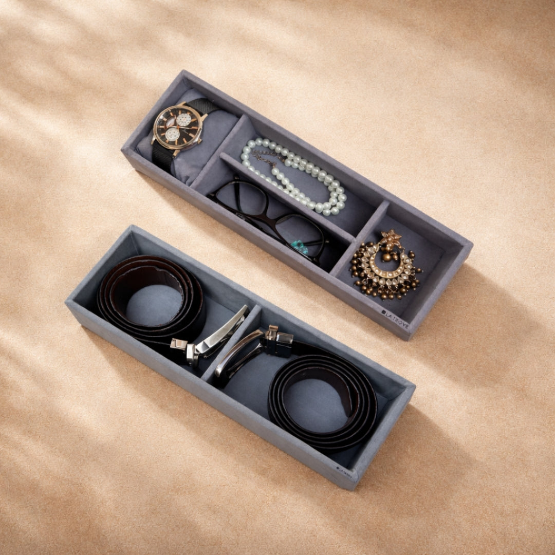 Belt, Sunglass & Watch Drawer Organiser – 2 Belt, 2 Sunglass & 2 Watch Slots