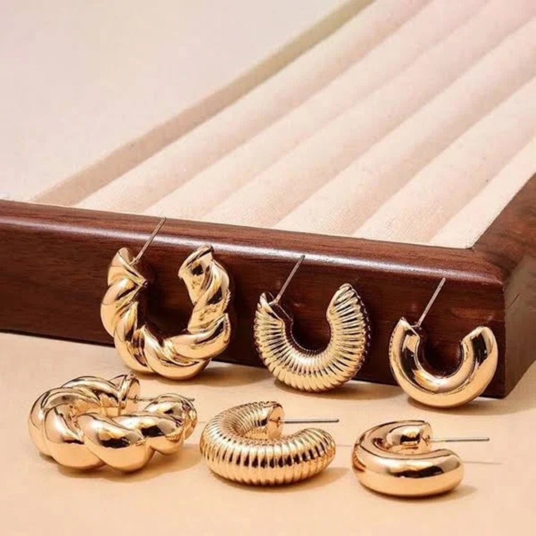 3-in-1 Hoop Earrings Set for Daily Wear and Parties.