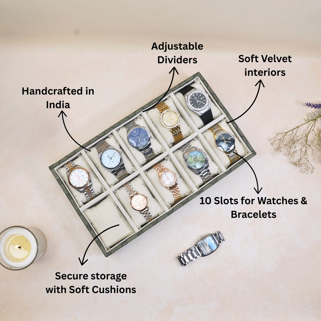 Designer 10-Slot Watch Tray