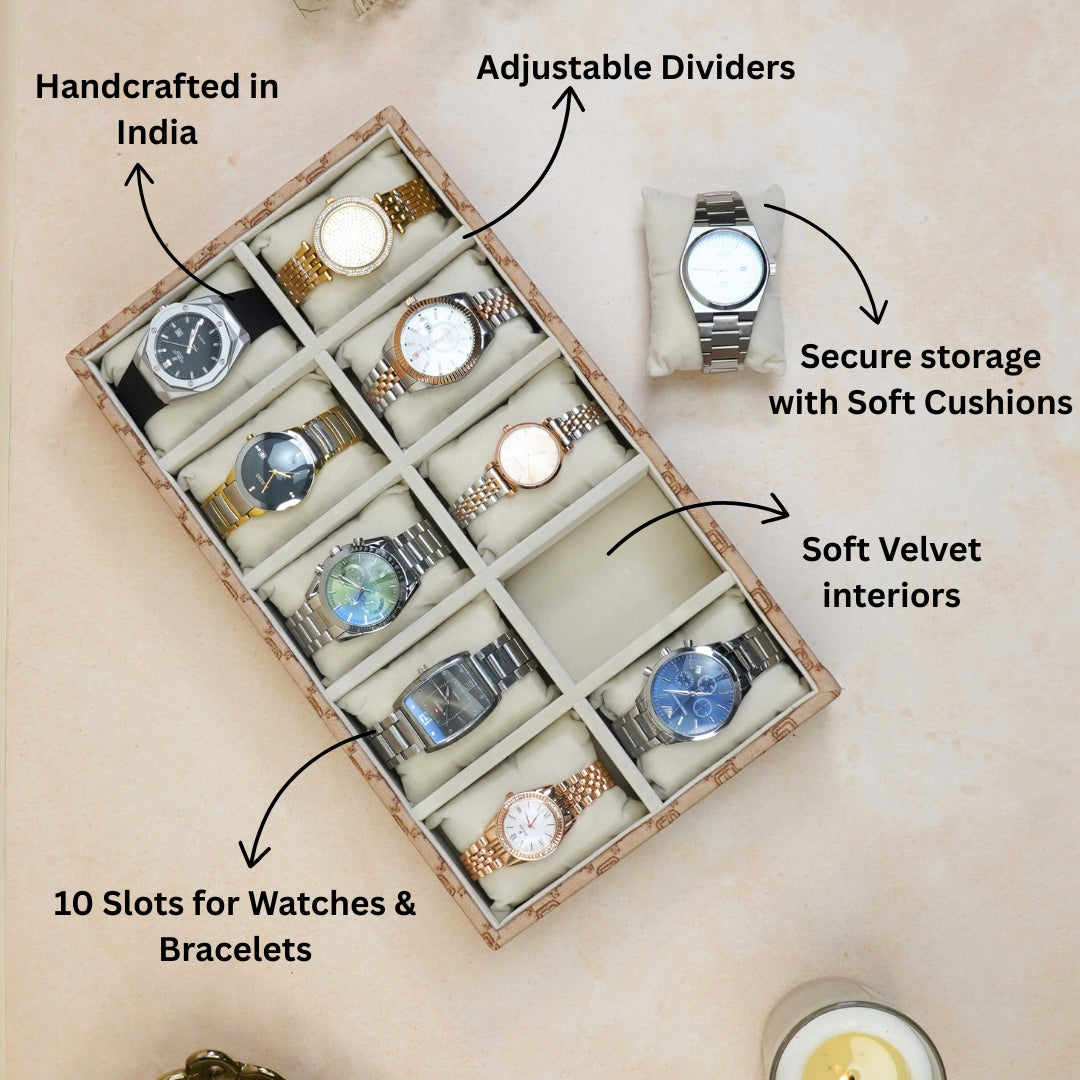 Designer 10-Slot Watch Tray