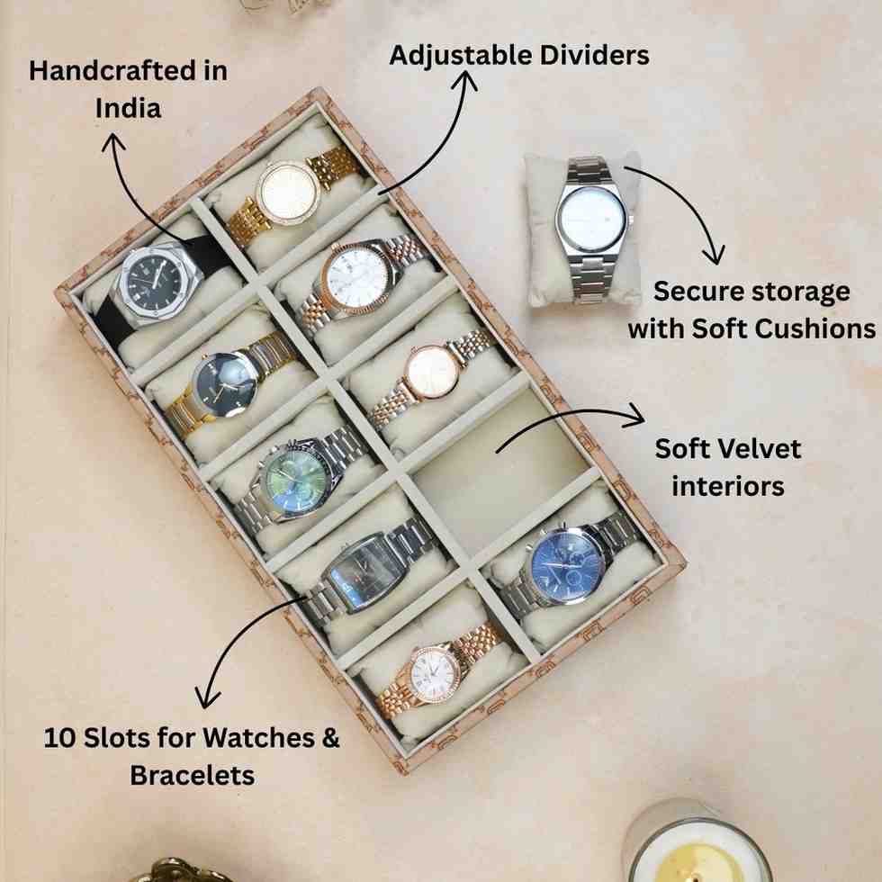 Designer 10-Slot Watch Tray