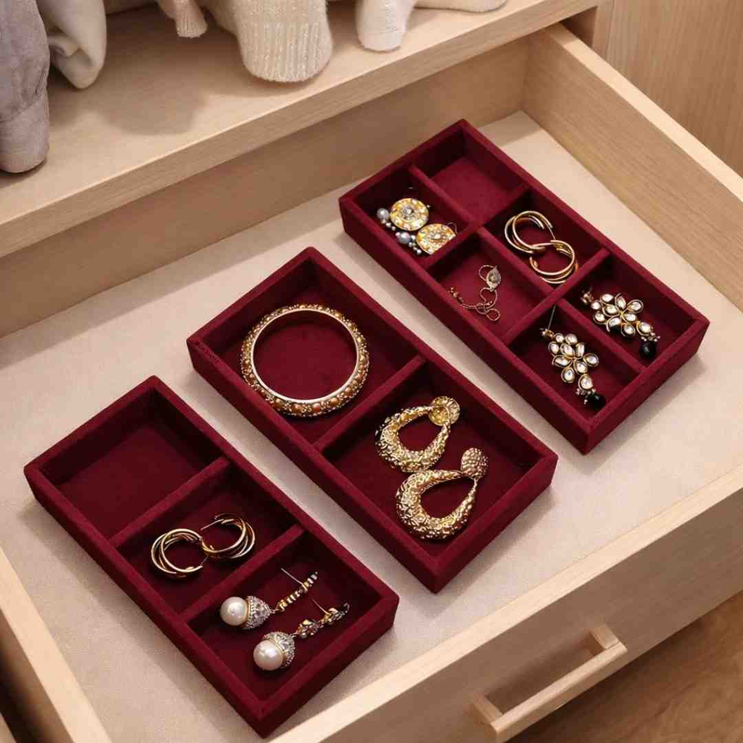 3 Grid, 2 Grid & 6 Grid Mini Jewellery Organiser – Compact Storage Combo