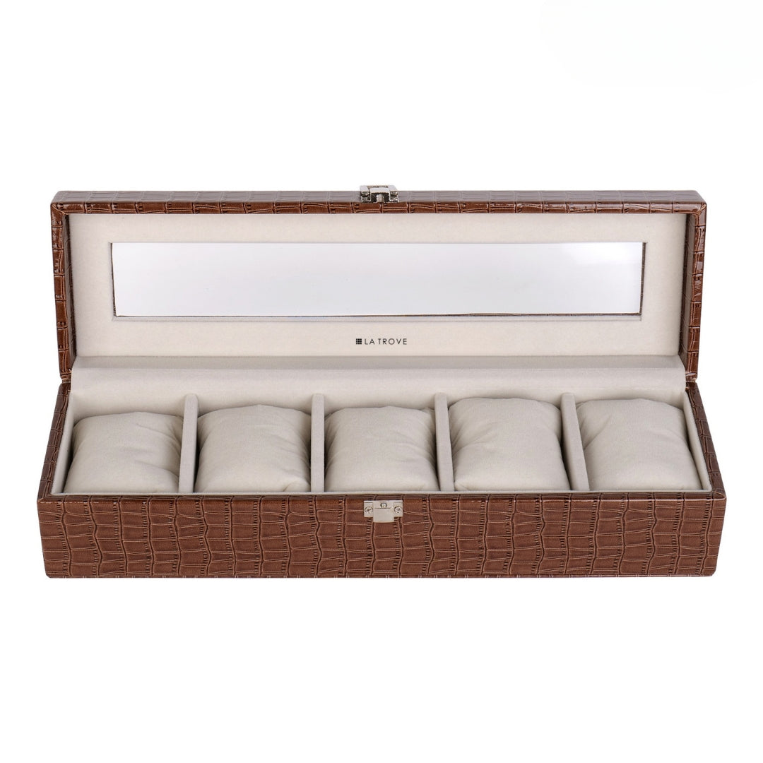5 Slot Watch Box (With Glass Top)
